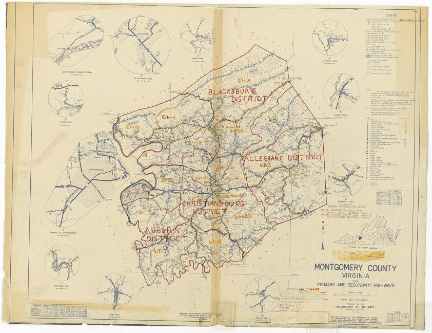 1950 Census Enumeration District Map of Montgomery County Virginia