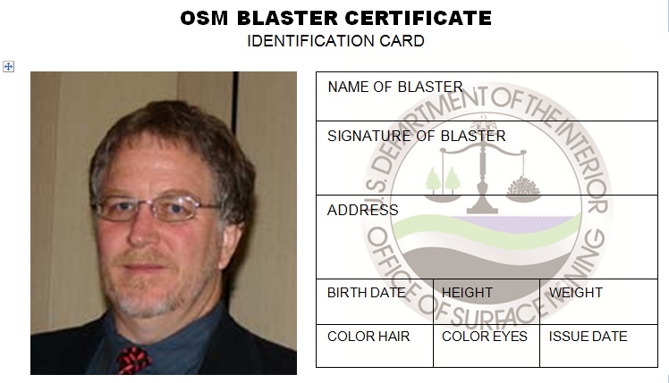 OSMRE Blaster Certificate Card