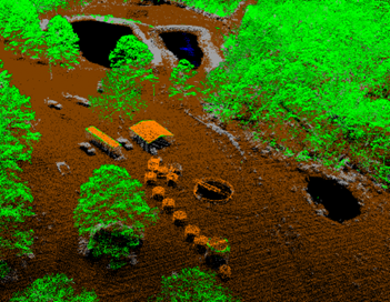 A classified LiDAR point cloud and orthomosaic image as shown in Global Mapper 3