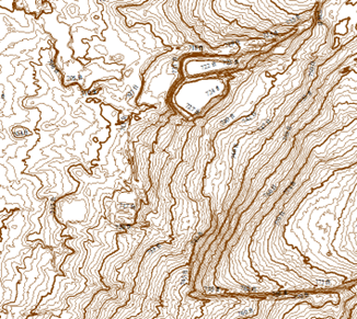 A digital terrain model and contour map as shown in Global Mappe 2