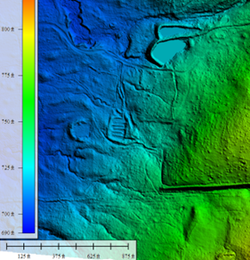 A digital terrain model and contour map as shown in Global Mapper
