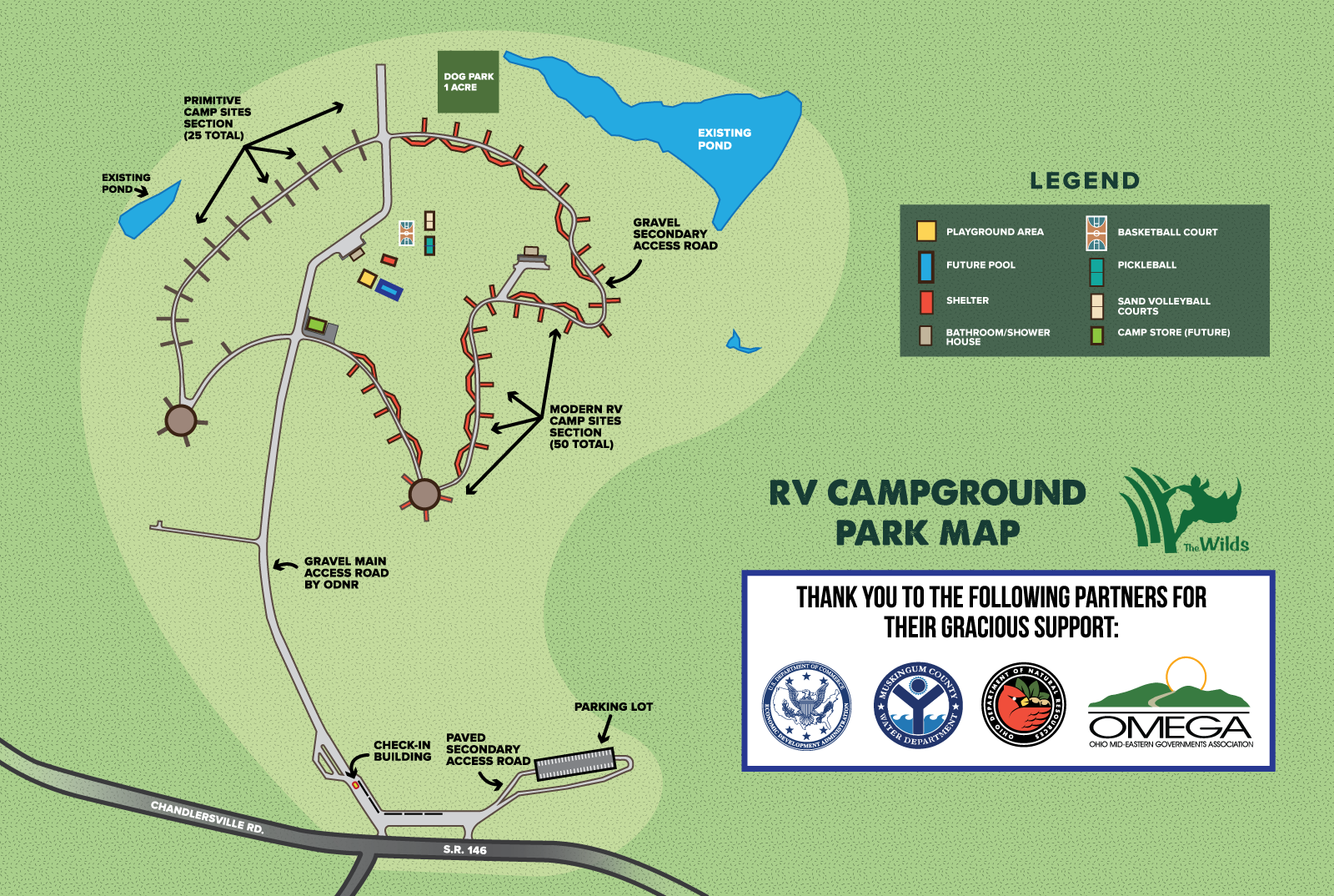 An aerial illustration showing the layout of the new RV campsite.