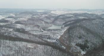 Aerial view of a coal waste impoundment.