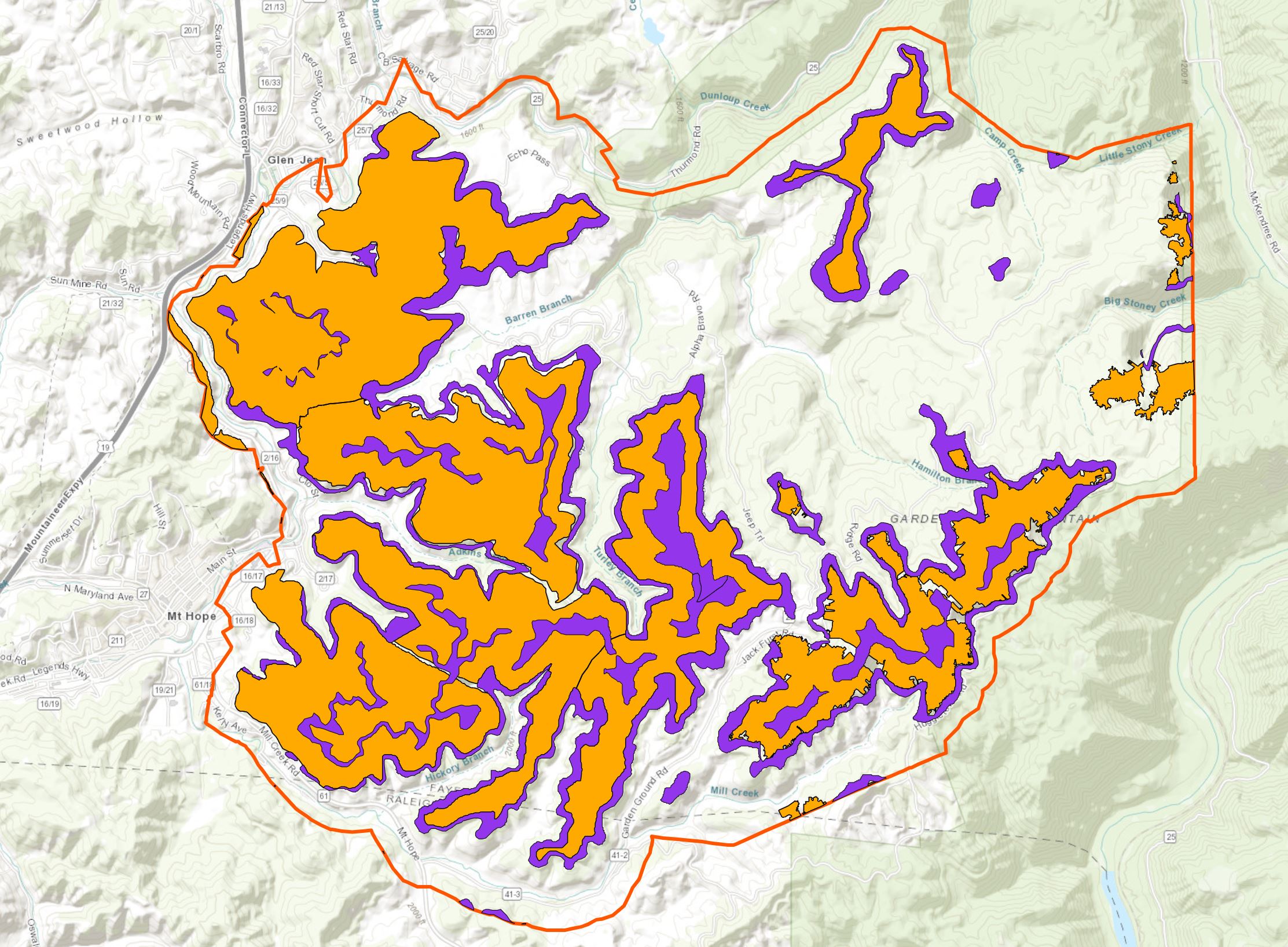 This is an image showing the location of the Bechtel Summit Reserve and the mines that were in that area