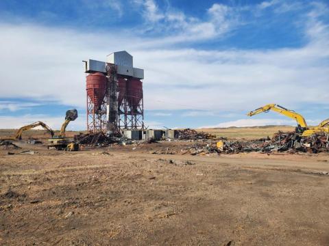 This partially demolished structure displays the reclamation efforts of the 2024 Good Neighbor Award Recipient: Black Mesa Pipeline LLC (ONEOK) - The Preparation Plant and Pump Station No. 1 Reclamation Project in Navajo County, AZ!