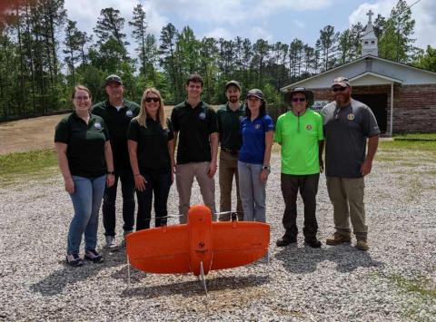 OSMRE staff from Mid-Continent Region and Alabama staff on site at an AML Project with the WingtraOne Gen II UAS.