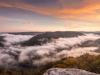 Panorama Of New River At Grand View In New River Gorge National Park At Sunrise In West Virginia.